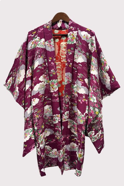 Long Purple silk Haori