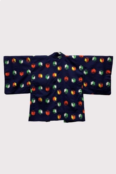 Haori à motif Kasuri Carré en soie