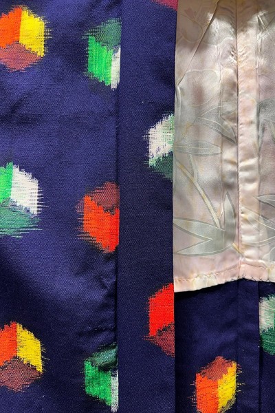 Silk Haori with Square Kasuri