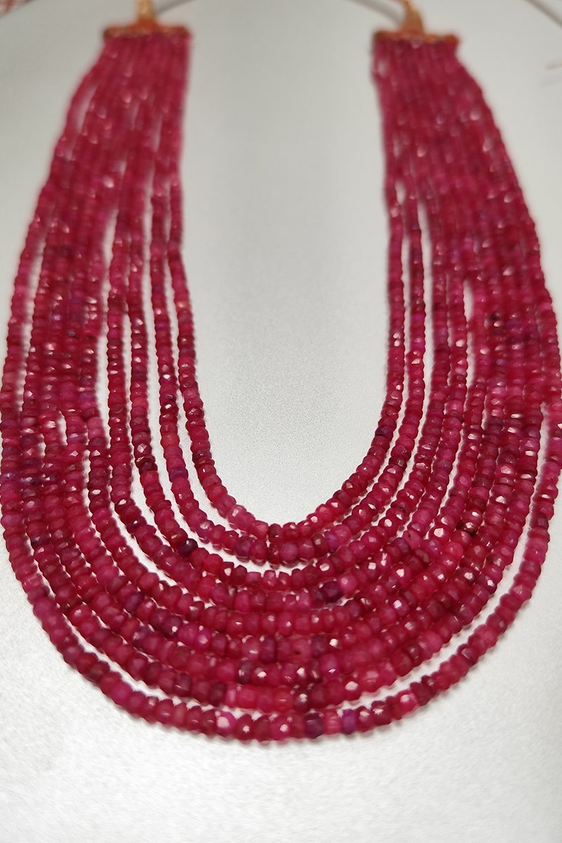 Hand-Cut Gemstone Bead Necklaces - Rubies