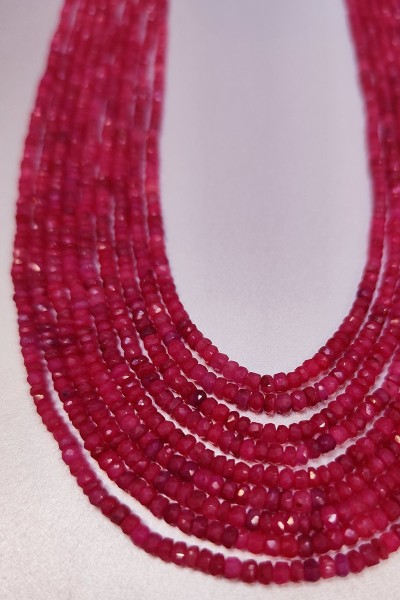 Hand-Cut Gemstone Bead Necklaces - Rubies