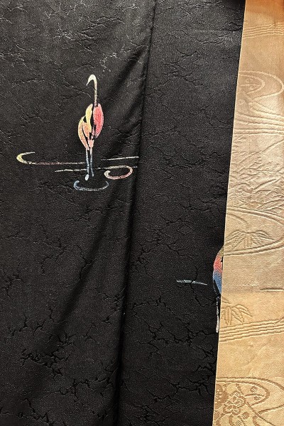 Black Silk Haori with Crane