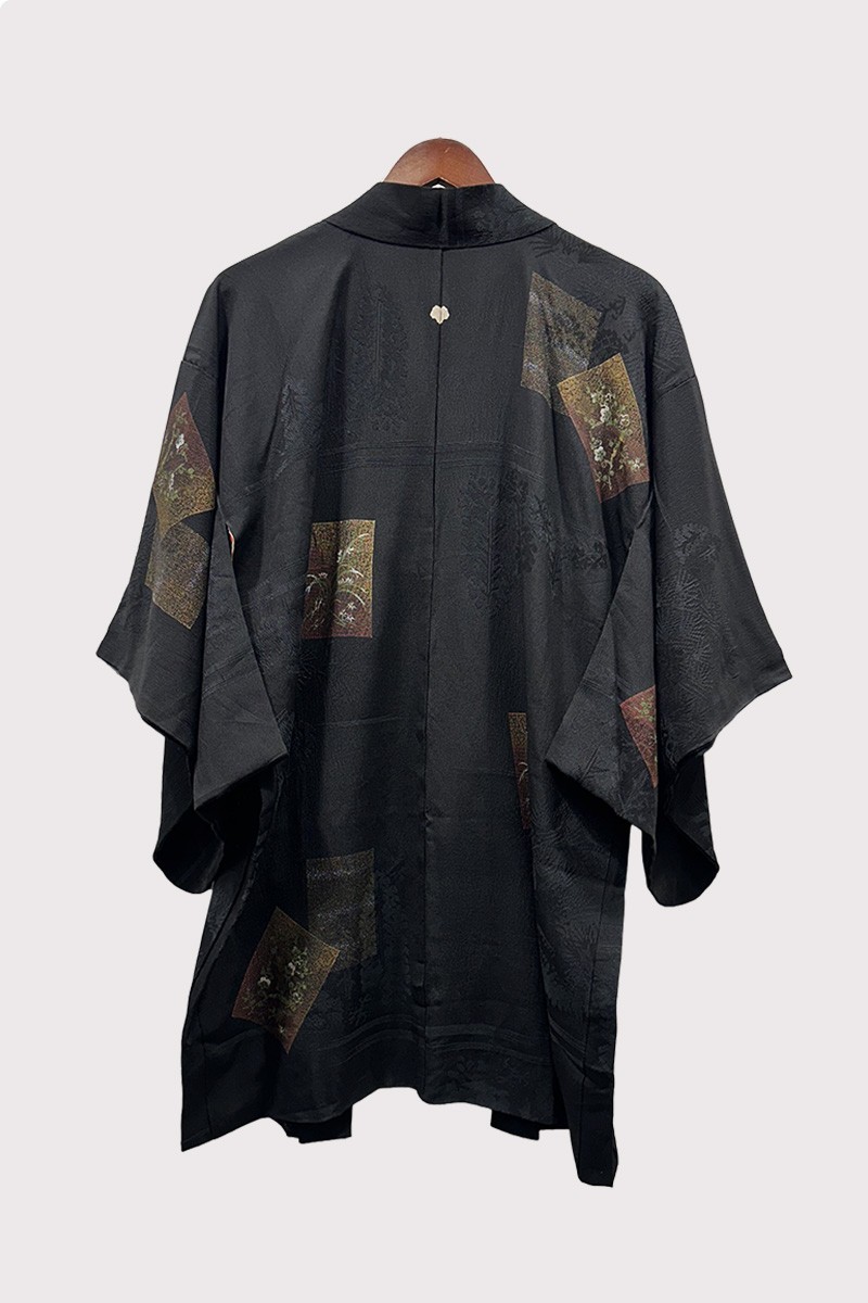 Black Silk Haori with Plant