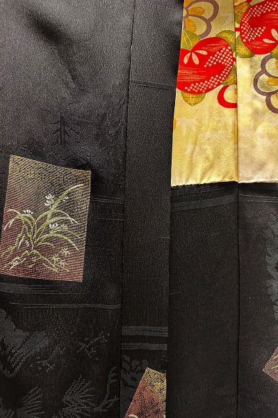 Black Silk Haori with Plant