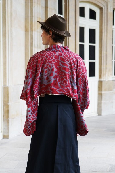 Bolero Kimono Deep Red Petals