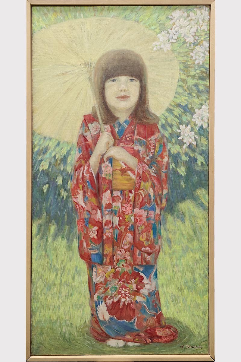 Child in kimono and umbrella