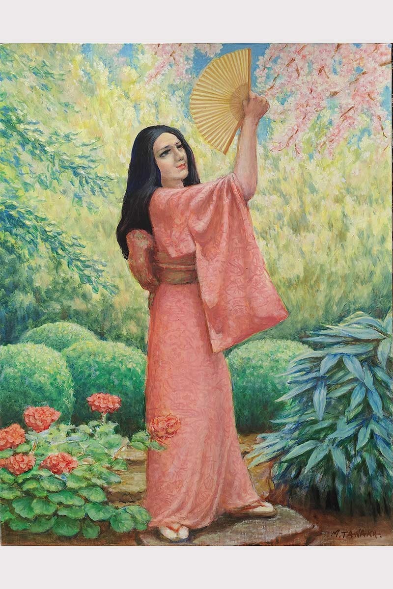 Spring: Young girl with peach kimono