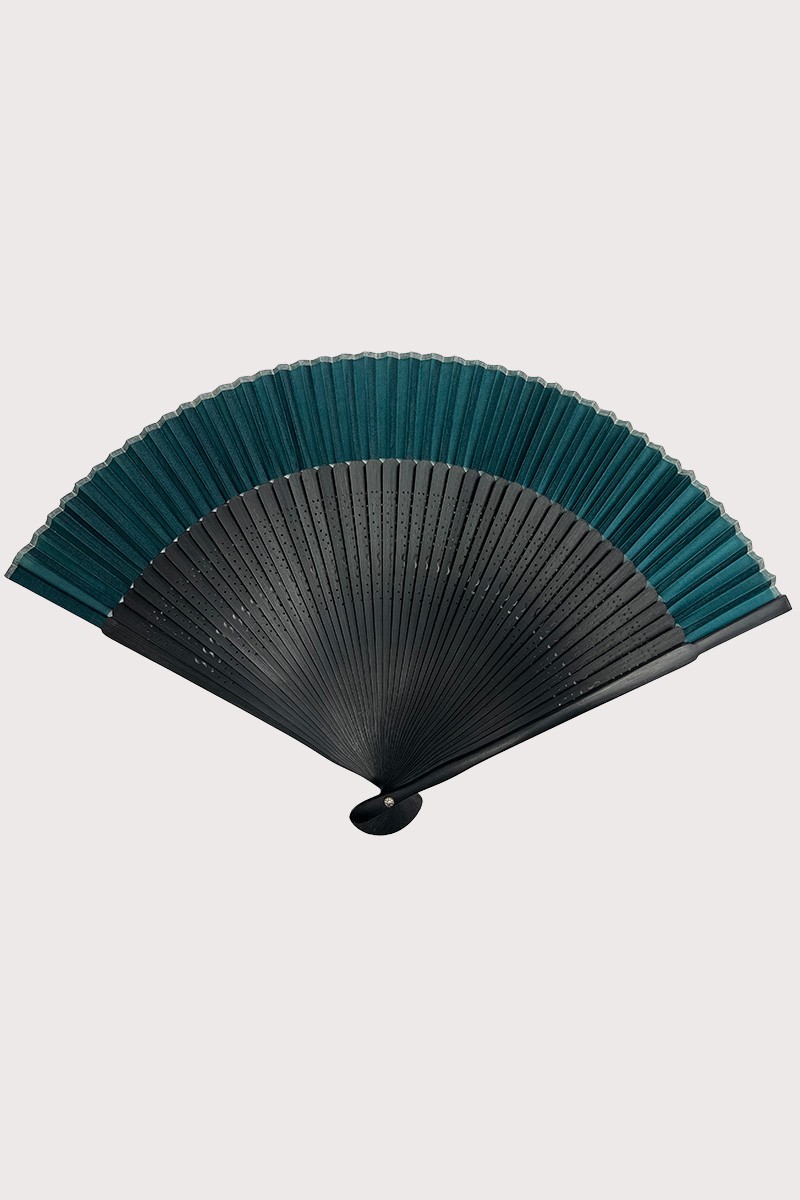 Japanese green silk fan