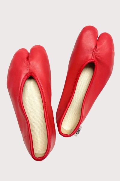 Ballerines tabi en cuir Rouge