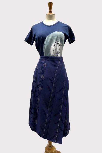 Blue Silk Kimono Skirt