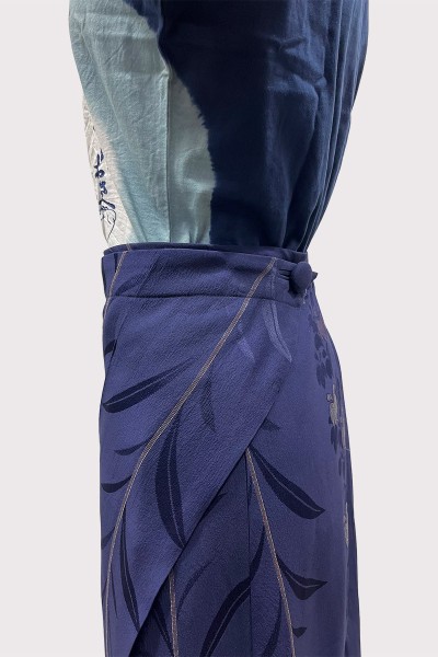 Blue Silk Kimono Skirt