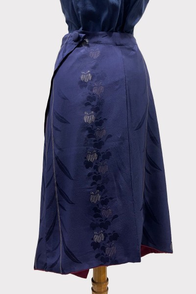 Blue Silk Kimono Skirt