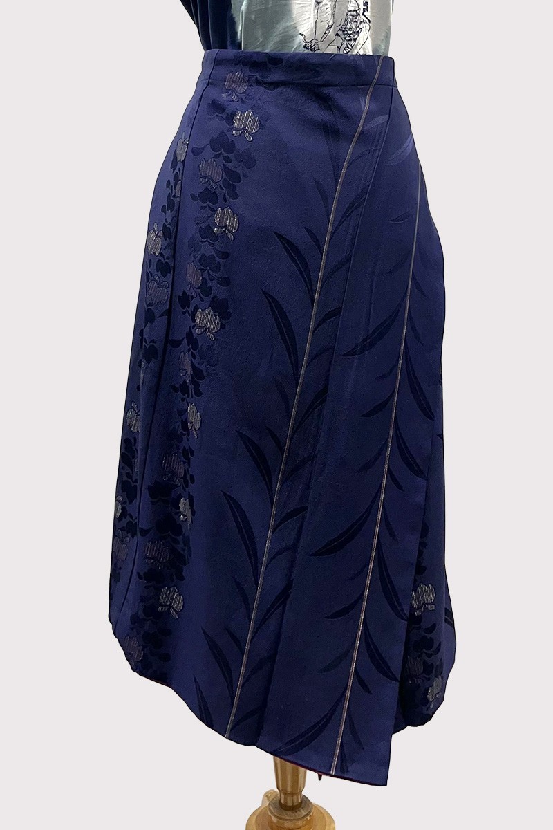 Blue Silk Kimono Skirt