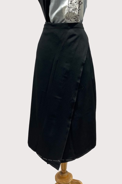 Black silk kimono skirt.