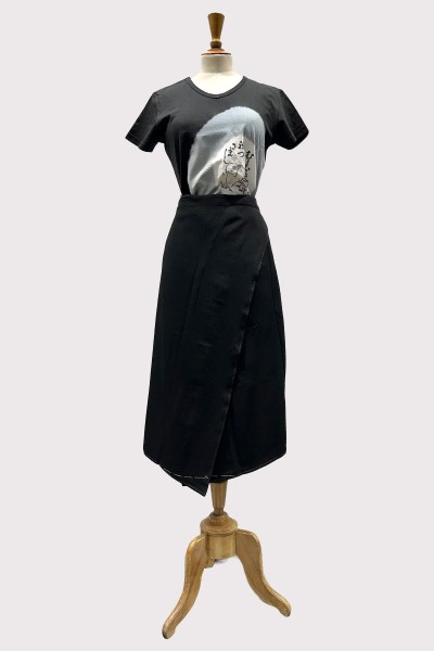 Black silk kimono skirt.