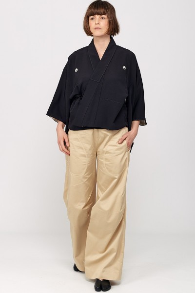 Veste Kimono Cache-Cœur Noir