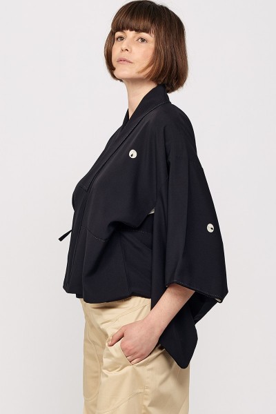 Veste Kimono Cache-Cœur Noir
