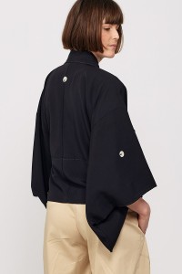Veste Kimono Cache-Cœur Noir
