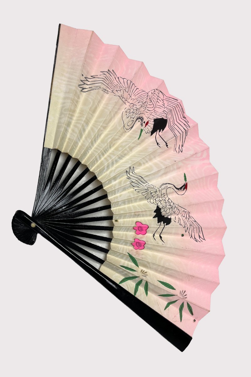 Petit éventail Tsuru rose