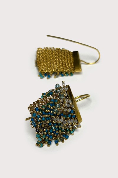 Boucles d'oreilles perles Zwarovski + résille