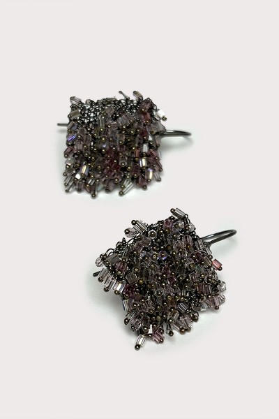 Boucles d'oreilles perles Zwarovski + résille