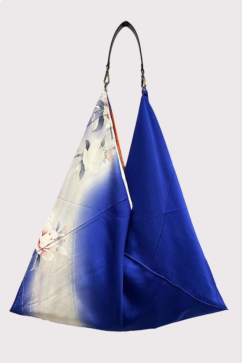 Sac Kimono en Soie Floraison Bleue