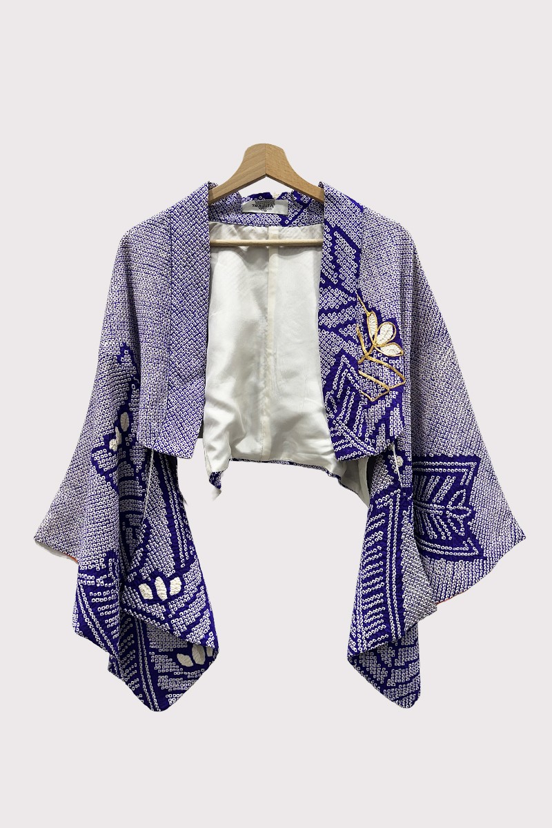 Kimono Boléro en Soie Shibori brodé