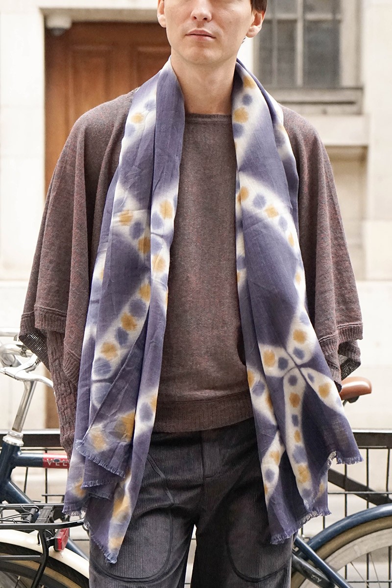 Echarpe à carreaux en Laine et Soie