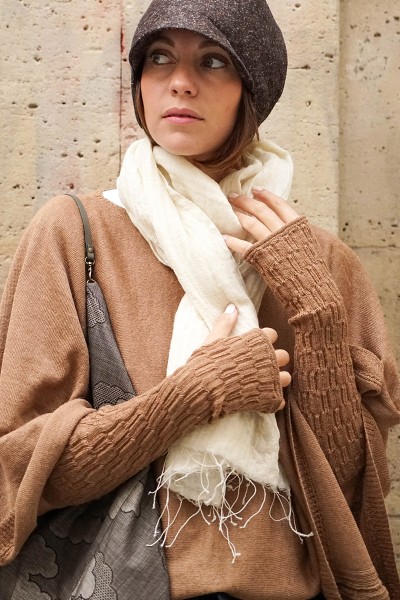 Wool and Silk Scarf with Fringes