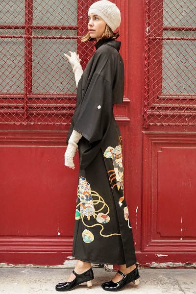 Ensemble Robe kimono en Soie Tambours