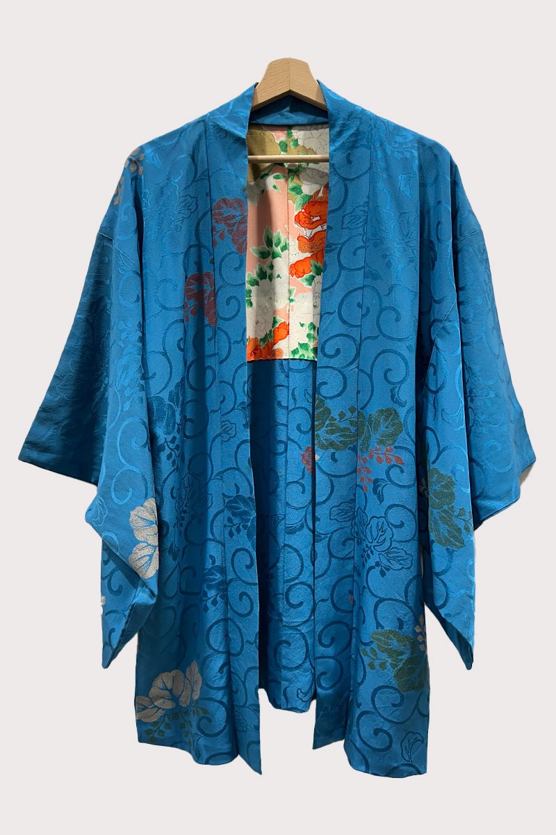 Haori en soie Turquoise