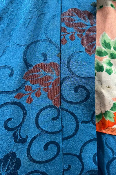 Haori en soie Turquoise