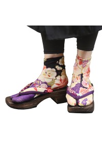 Japanese Flower Tabi Socks (purple)