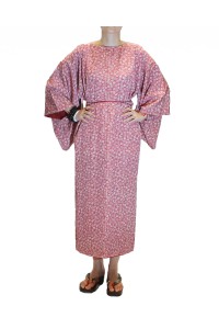 Robe kimono à col rond rose