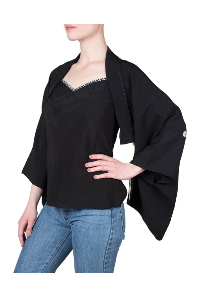 Silk Bolero Kimono Black