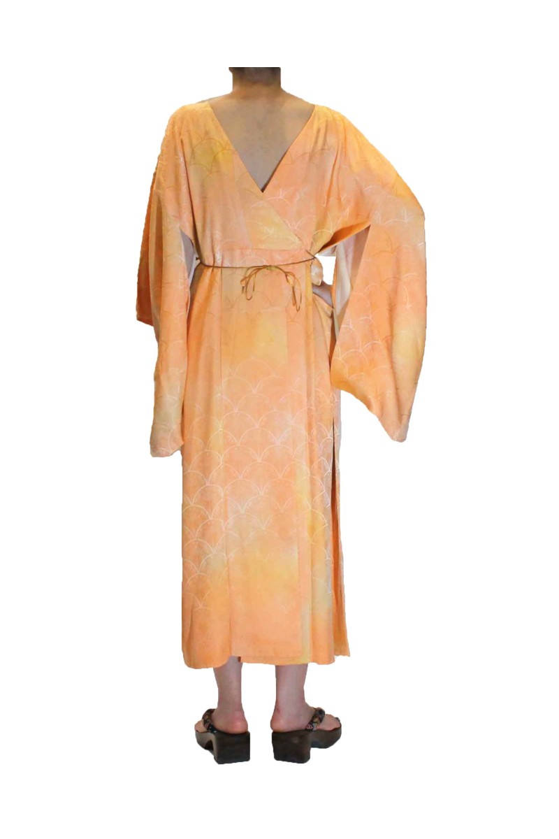 Robe kimono à col rond degradée
