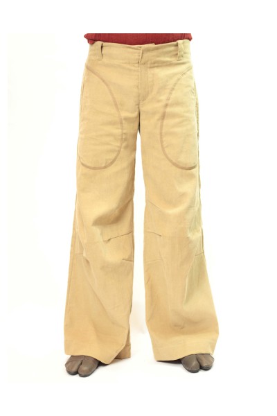 Pantalon velours plis genoux  beige