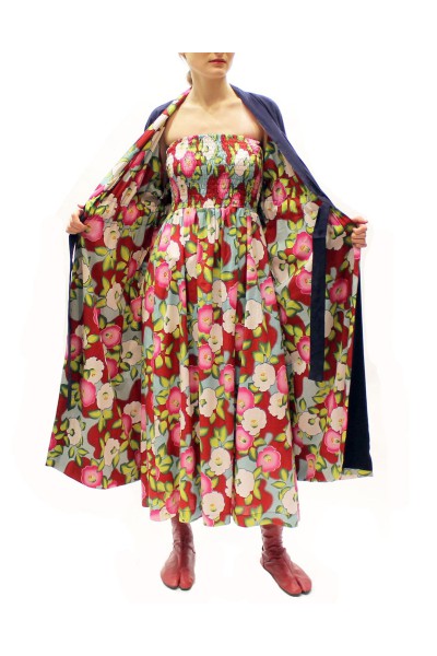 Reversible camellia kimono spring coat