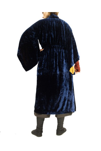 Kimono en velours de soie bleu
