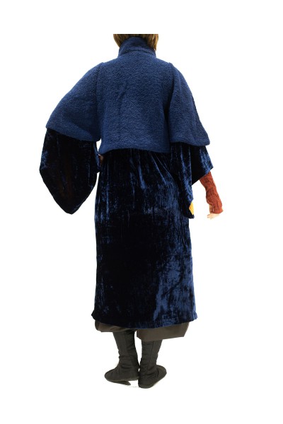 Midnight blue silk velvet Kimono