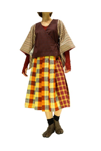 checked kimono skirt