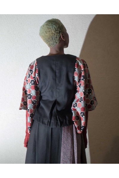 Veste Kimono customisé khadi & Géométrique