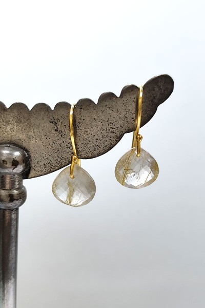 Moon Rays – Rutile Quartz and Gold Earrings
